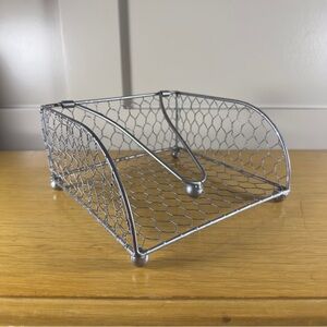 Farmhouse Chicken Wire Napkin Holder Country-Style Farm Square Silver Metal